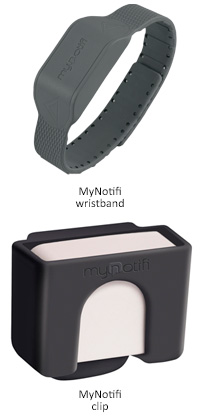 MyNotifi wristband and MyNotifi clip for fall detection and fall prevention