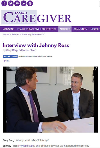 Johnny Ross discusses the benefits of the MyNotifi fall detection wristband and belt clip with Today's Caregiver